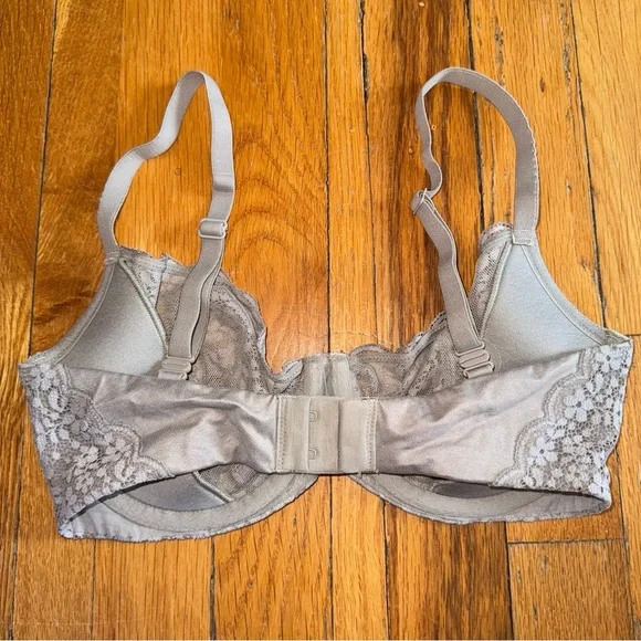 VICTORIAS SECRET Unlined Demi Bra Lace Grey 32DD - Picture 2 of 3